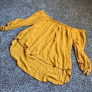 Burnt Yellow Off The Shoulder Top